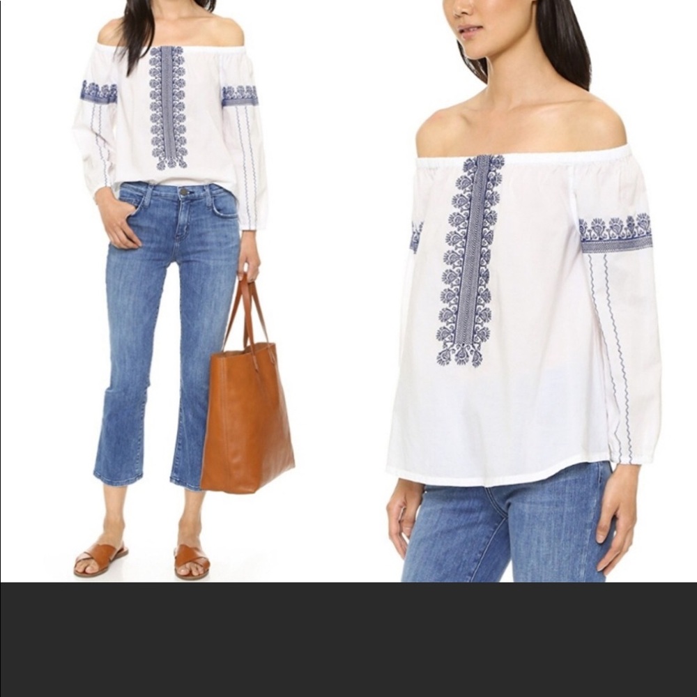 NWT Madewell cotton embroidered off shoulder top